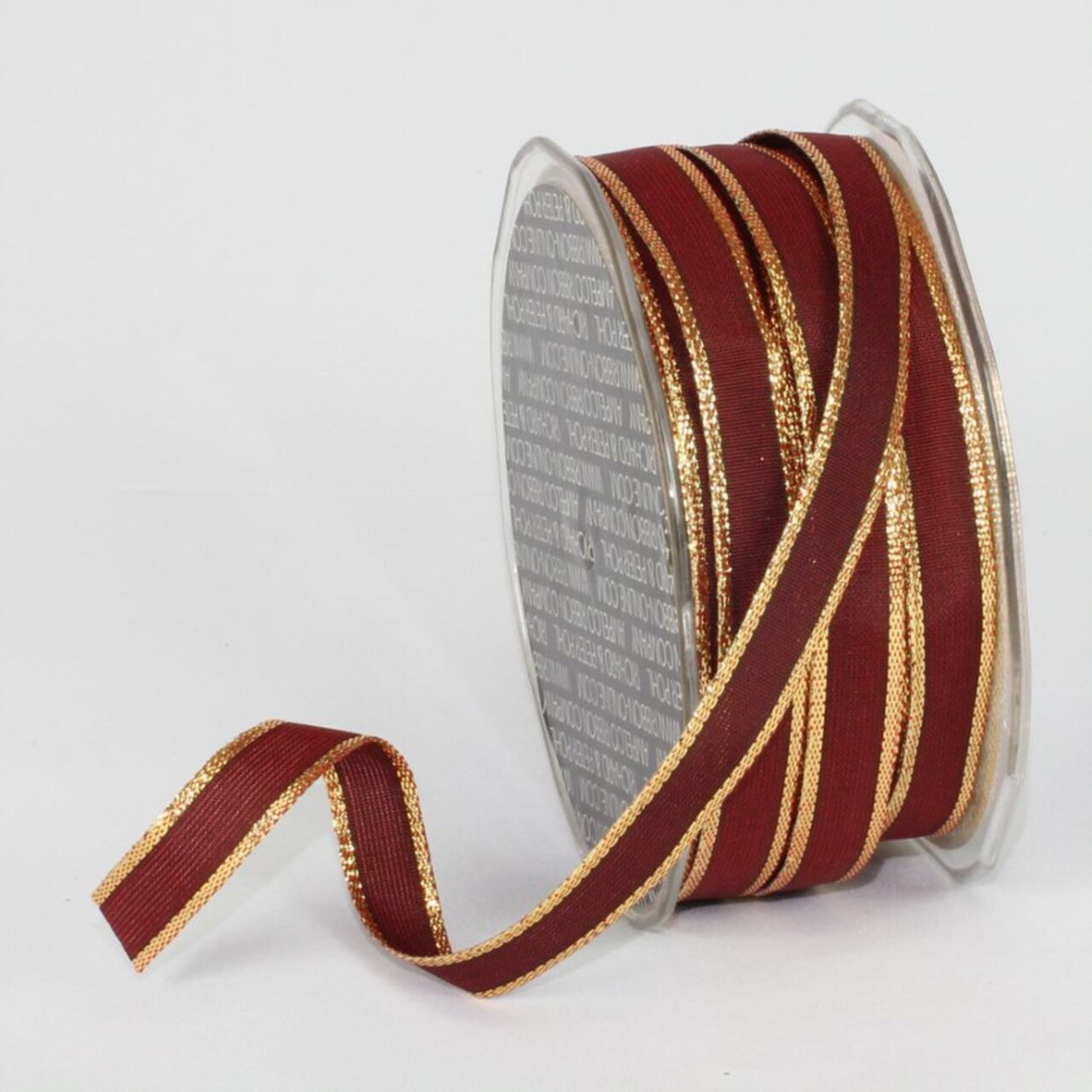 The Ribbon People Burgundy Red and Gold French Wired Craft Ribbon 0.25&#x22; x 108 Yards